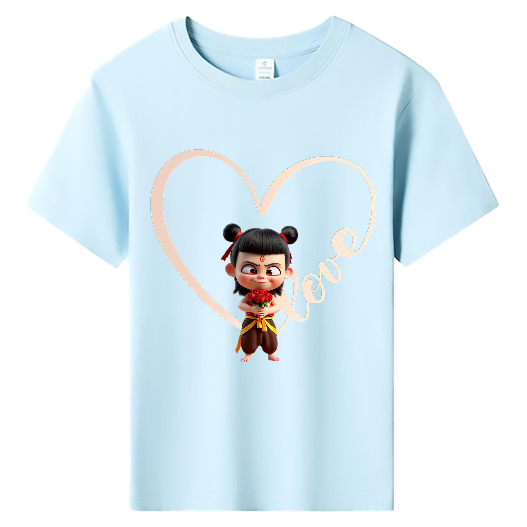 （画像用） Ne Zha 2 ナタ 魔童の大暴れ 綿100％キッズTシャツ（フロントプリント）